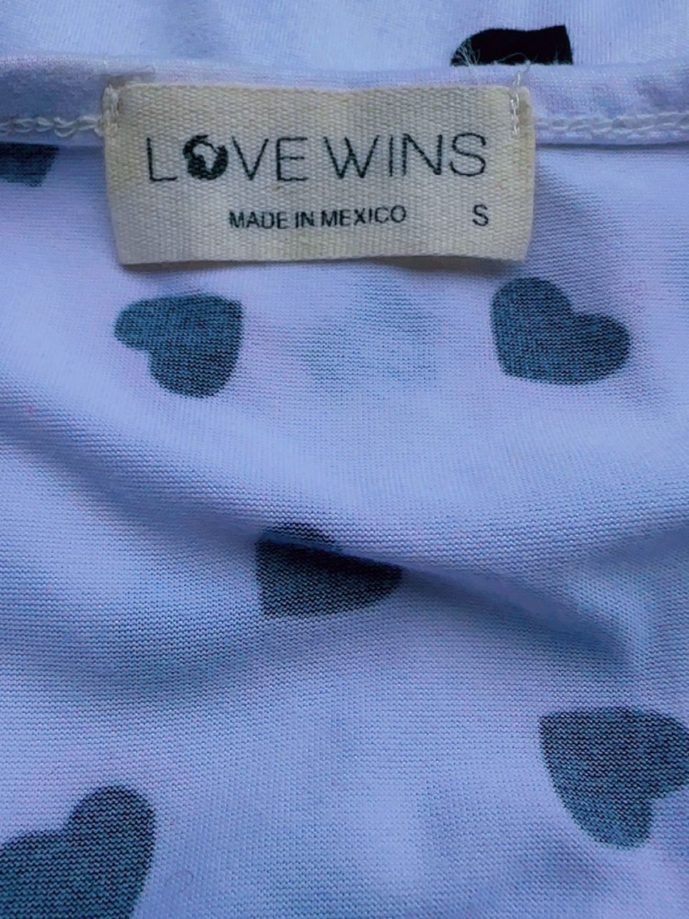 Women's White Heart Print Short Sleeve Top size S - Picture 5 of 5